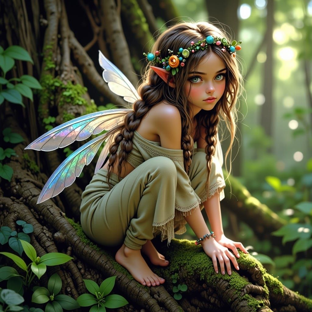 Iridescent Pixie in Enchanted Forest