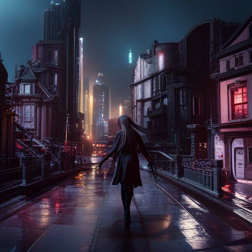 Cyberpunk Vampire in Detailed Matte Painting