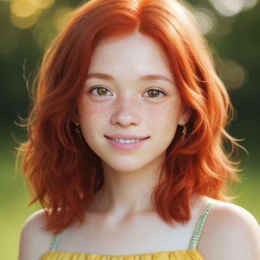 Red-Haired Girl Portrait in Soft, Golden Light