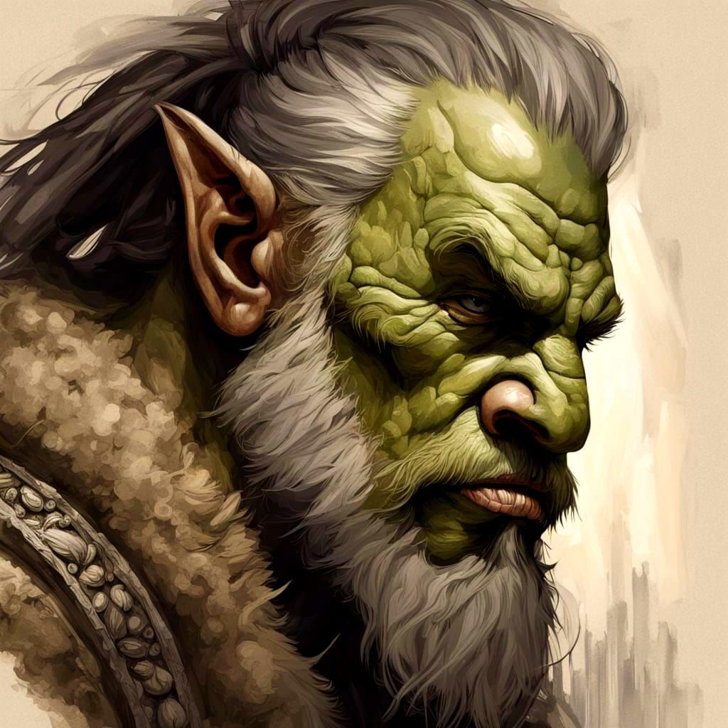 Strong Orc Chieftain Portrait in Hyper-Realistic Style