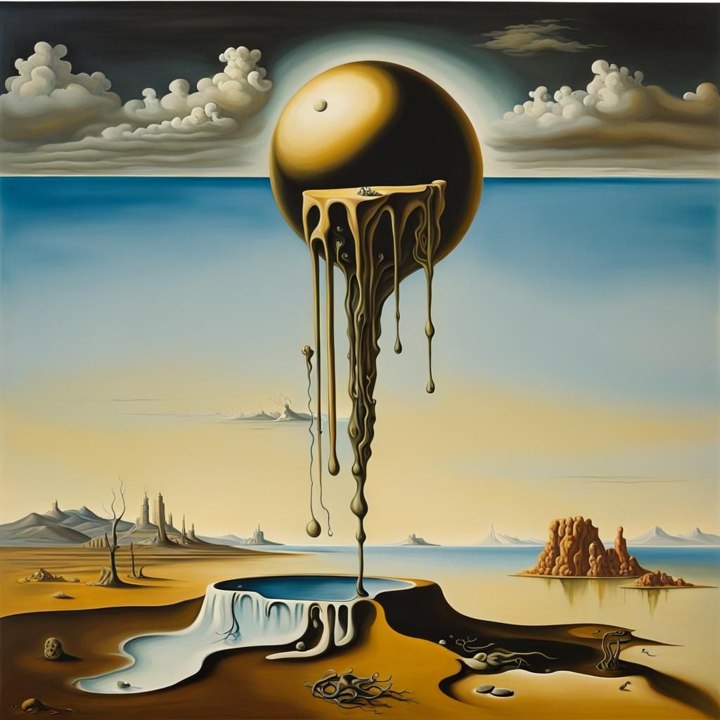 Surreal Melting Landscape in Salvador Dali Style