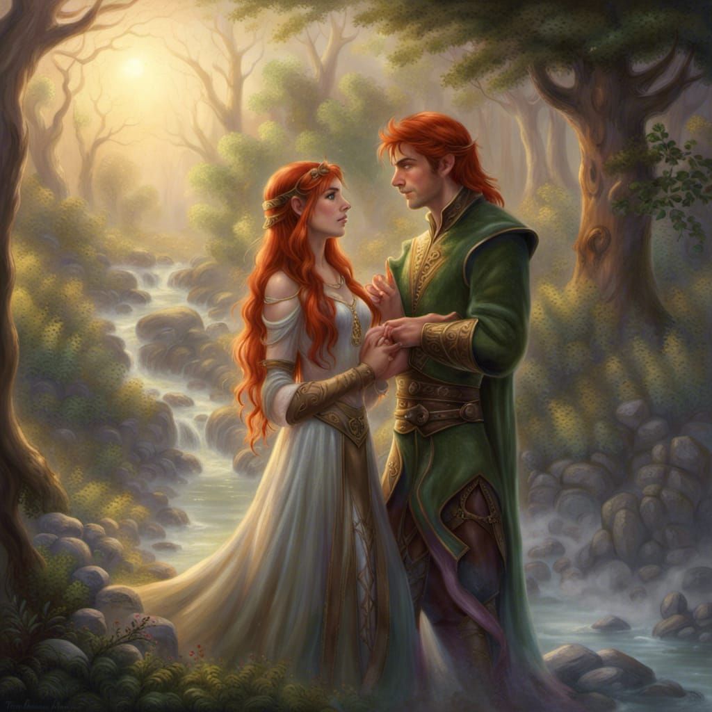 Ethereal Elven Couple in Hyperdetailed Fantasy Art