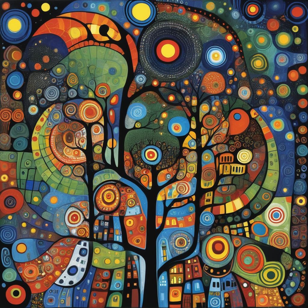 Vibrant Ragnarök Explosion in Hundertwasser Style