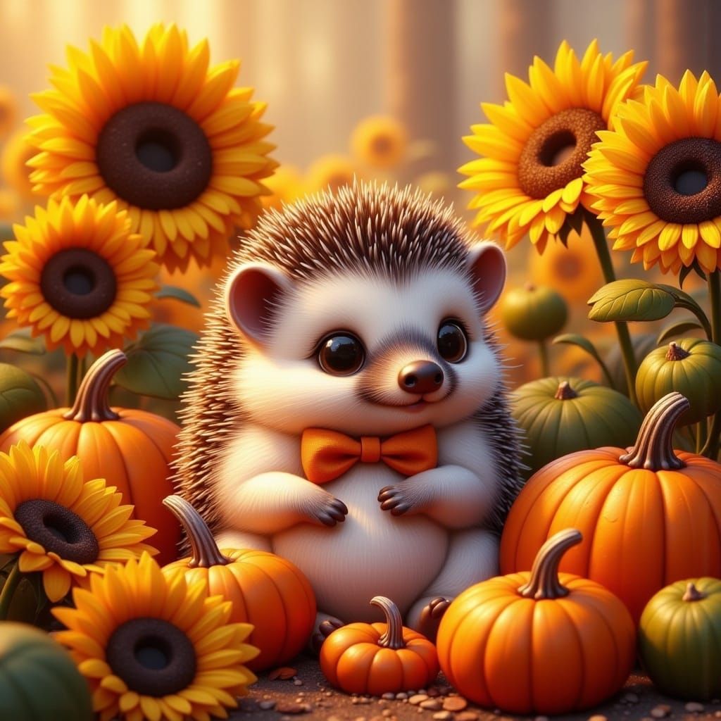 Adorable Hedgehog in Autumnal Ash Thorp Style