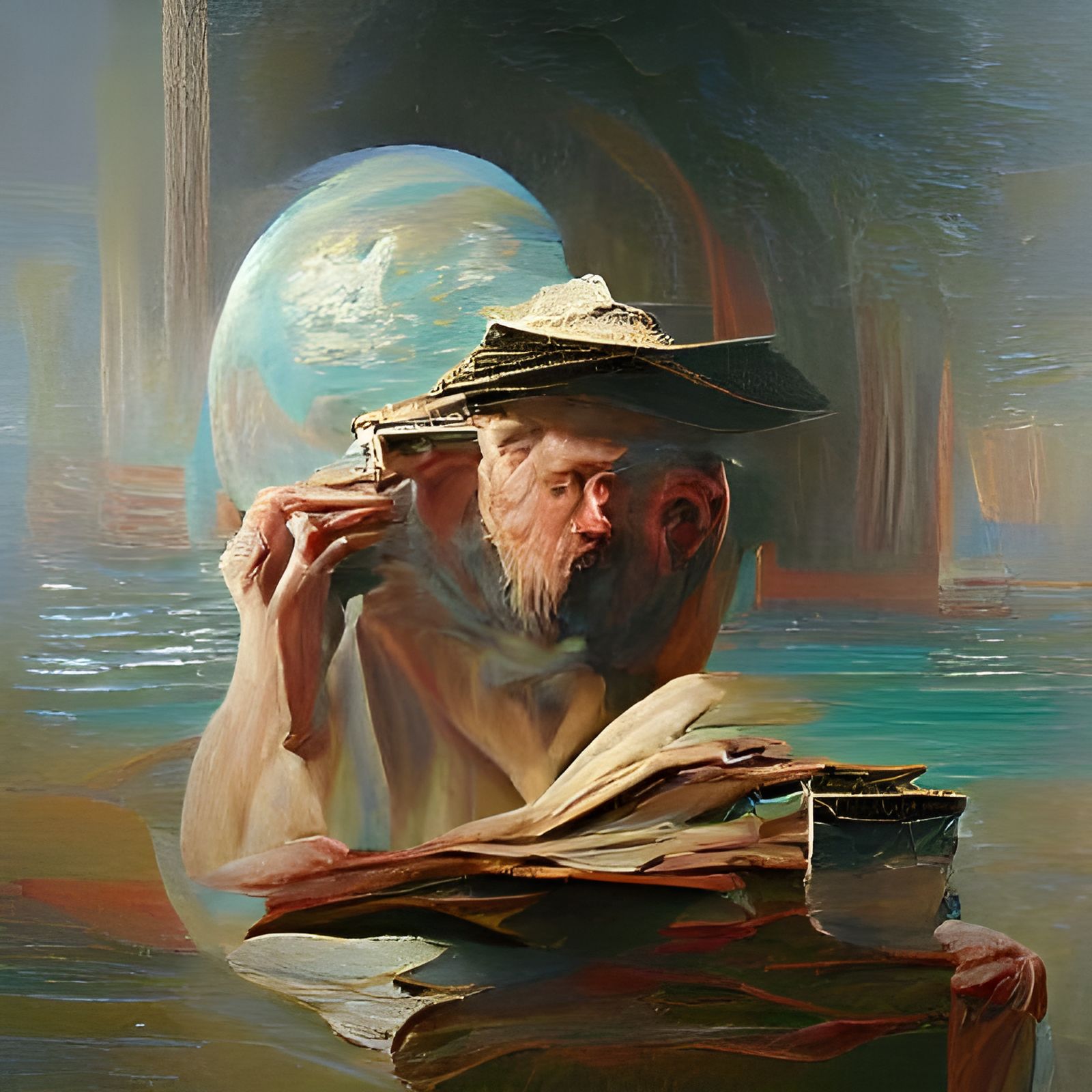 Philosopher Portrait in Oil Painting Style