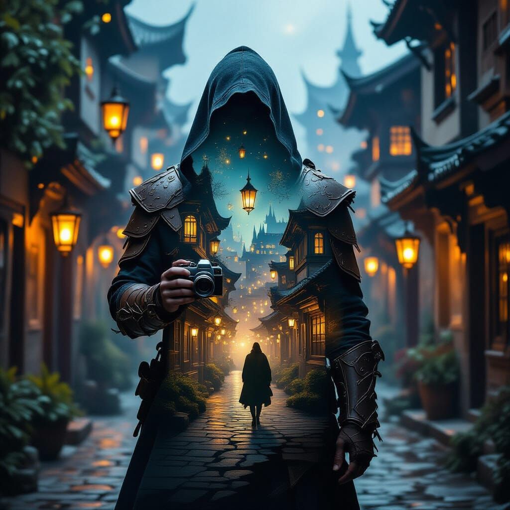 Fantasy Traveler Double Exposure Painting