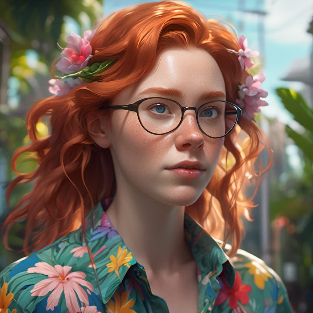 Hopeful Ginger Physicist Portrait in Artgerm Style
