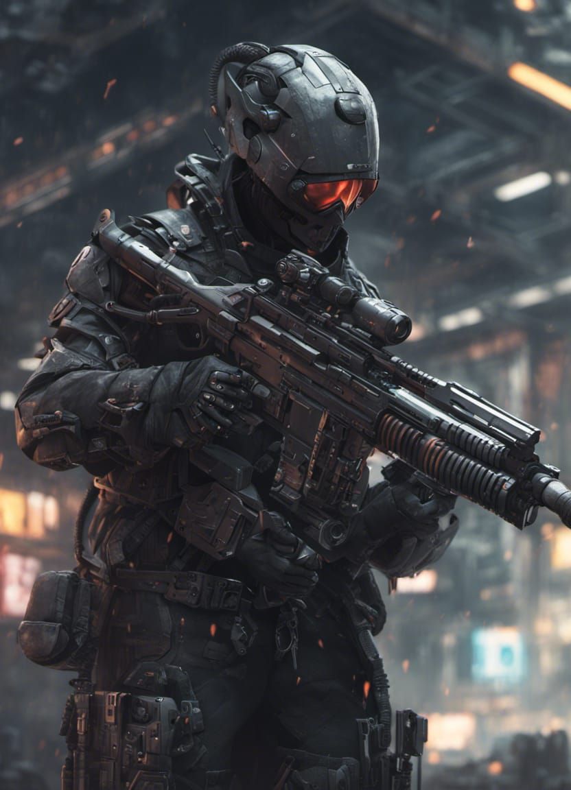 Stealth Cyborg Assassin in Sci-Fi Myth Punk