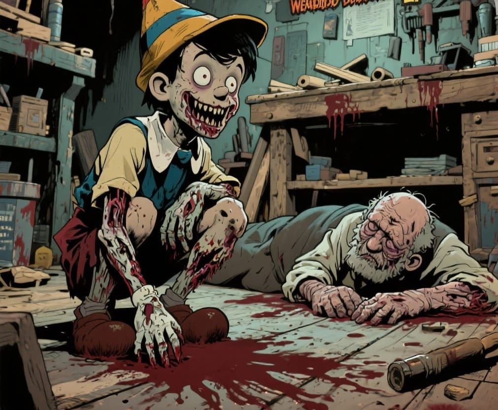 Zombie Pinocchio in Geppetto's Workshop