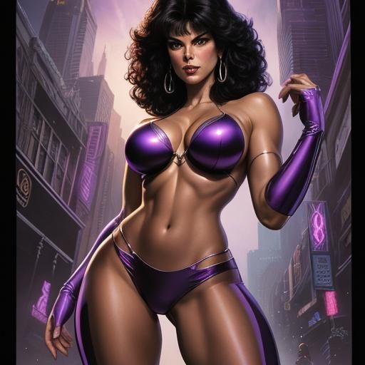 Comic Book Art of a Young Woman in Purple