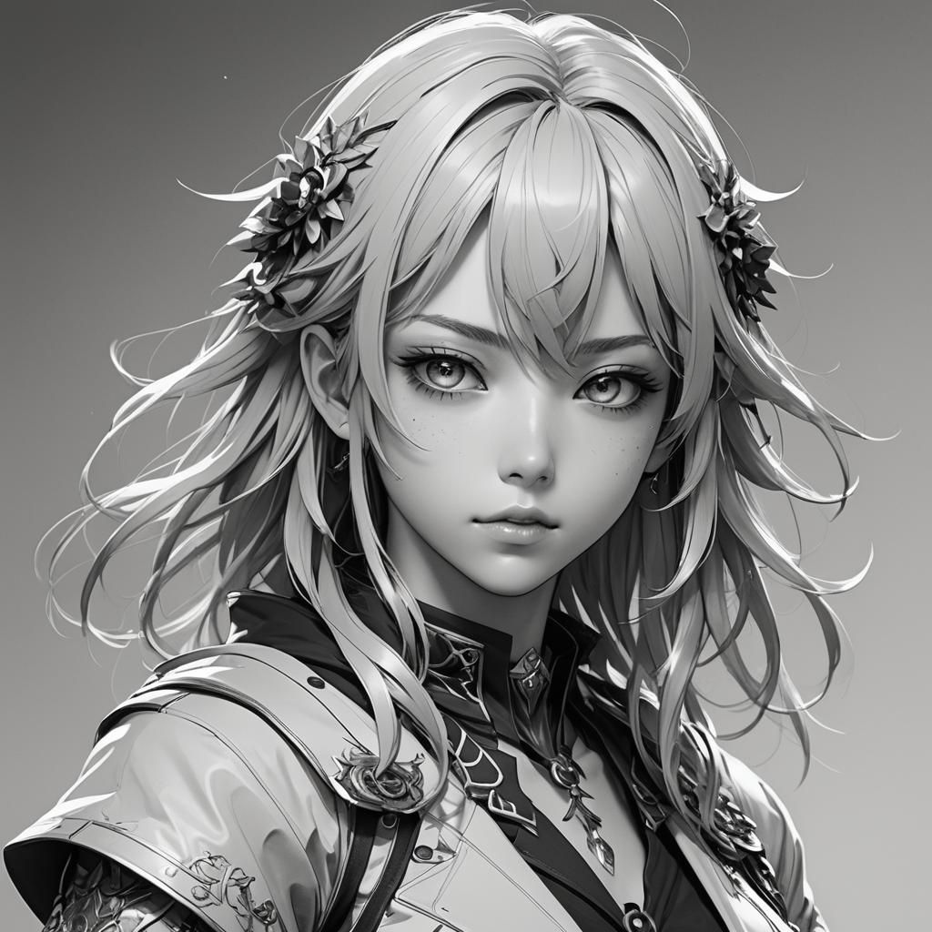 Anime Style Sketch in Black and White