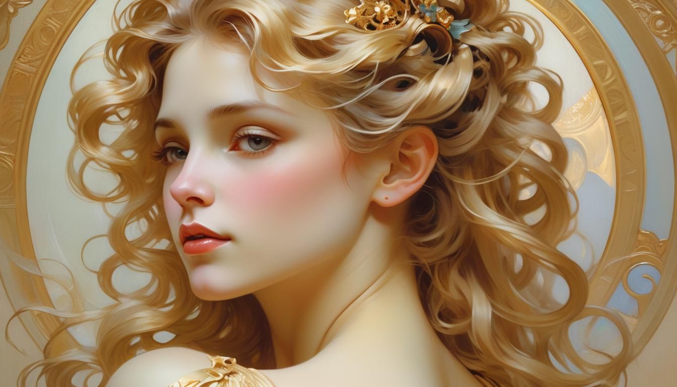 Elegant Portrait of a Woman in Art Nouveau Style
