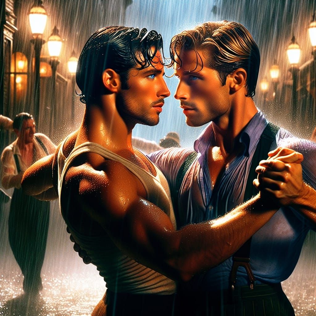 Sensual Tango Under the Golden Rain of New York City