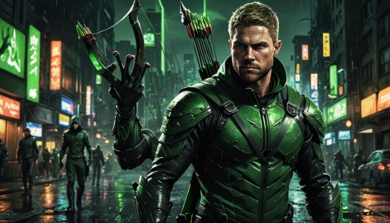 Green Arrow in Anime-Inspired 3D Portrait