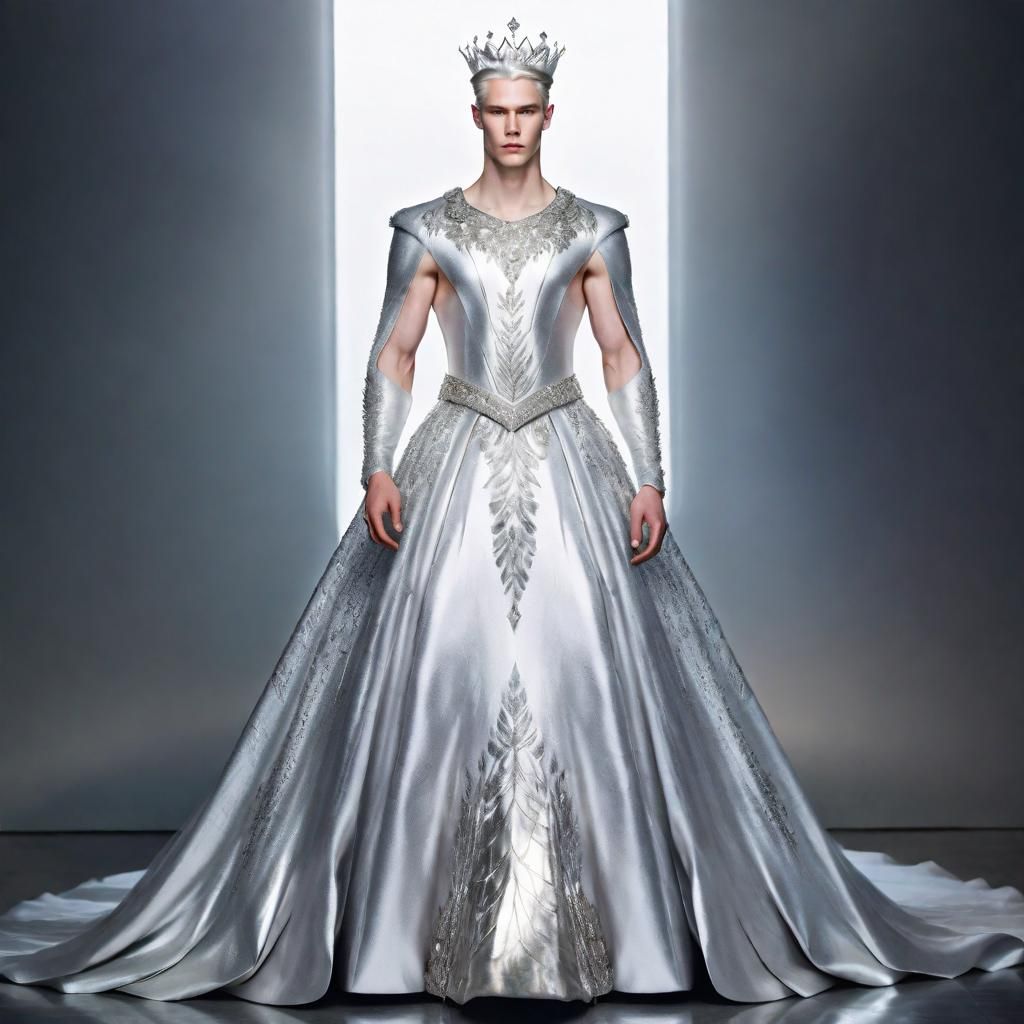 Young Man in Silver Gown and Crown