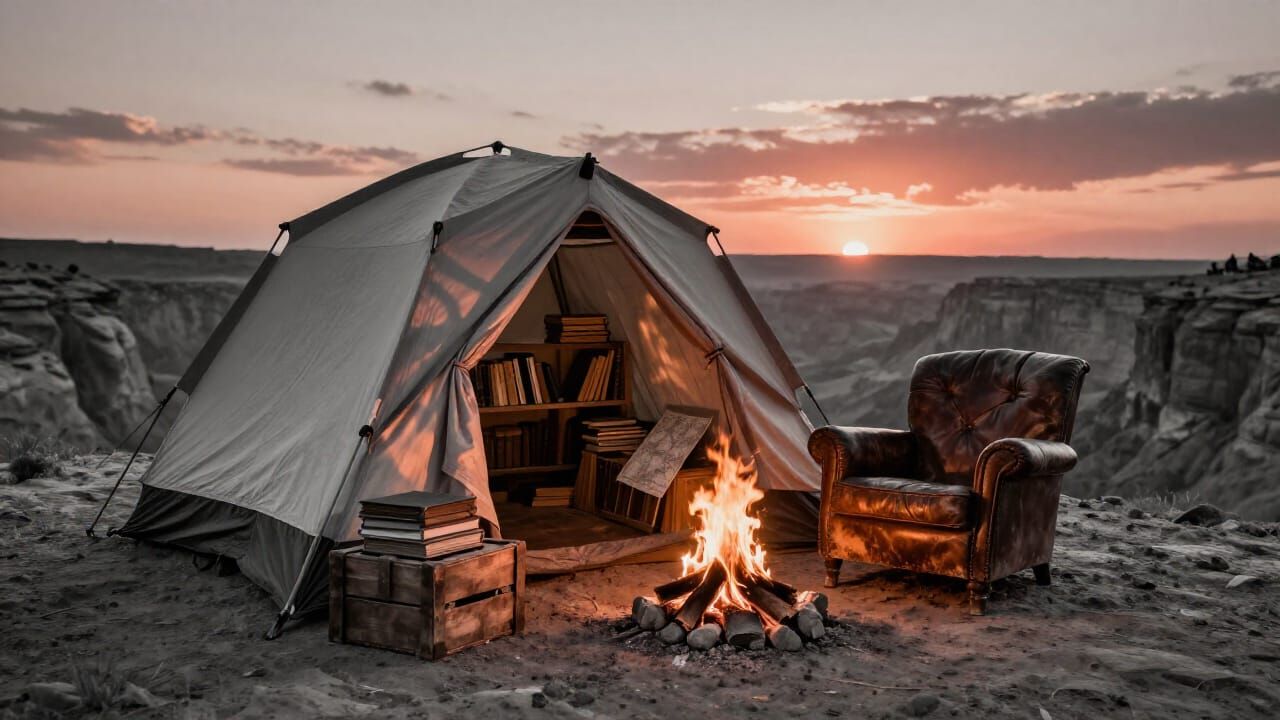 Desert Canyon Explorer's Tent Library at Sunset