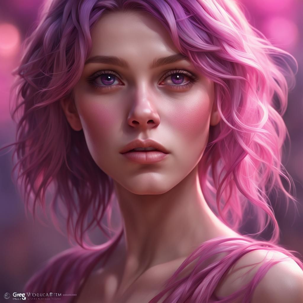 Pink-Skinned Girl Portrait in Hyperdetailed Style