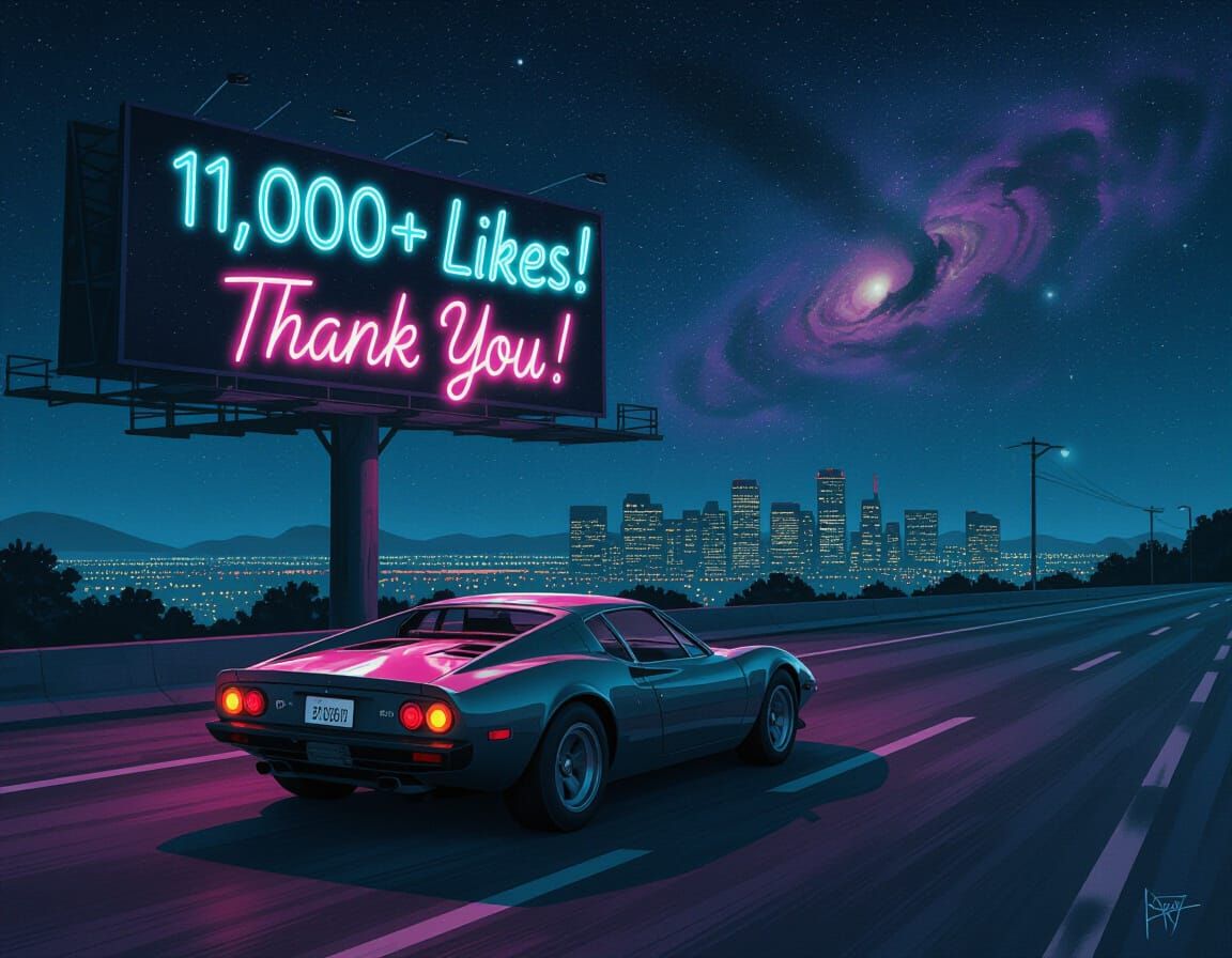 1970s Italian Sports Car on Highway at Night