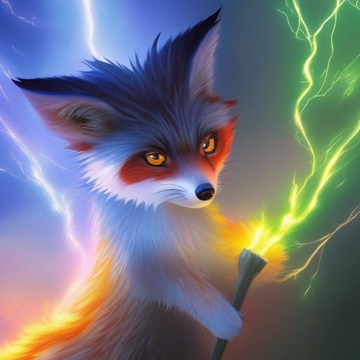 Lightning Fox in Anime Digital Illustration Style
