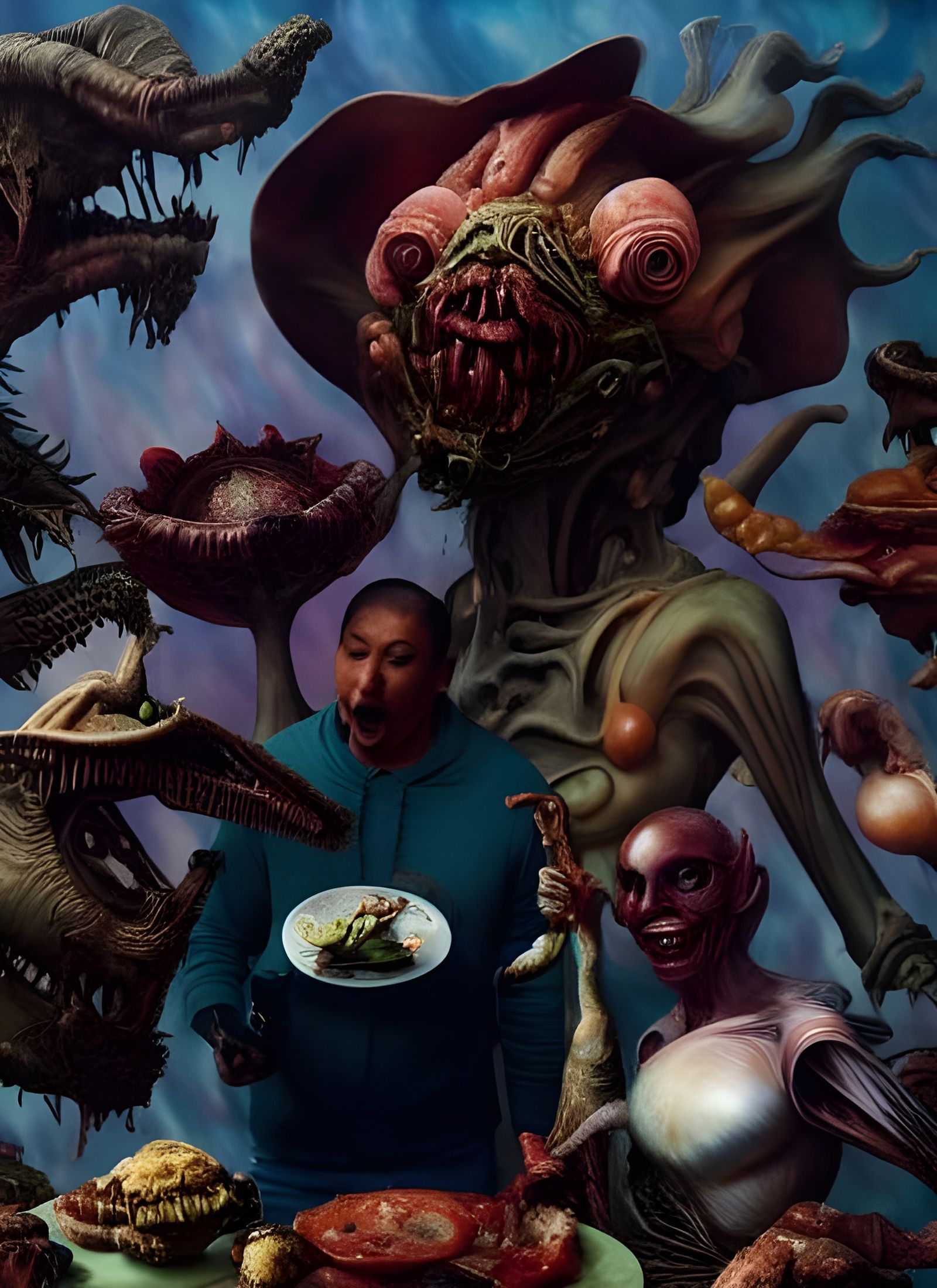 Futuristic Feast: A Hyperrealistic Sci-Fi Banquet