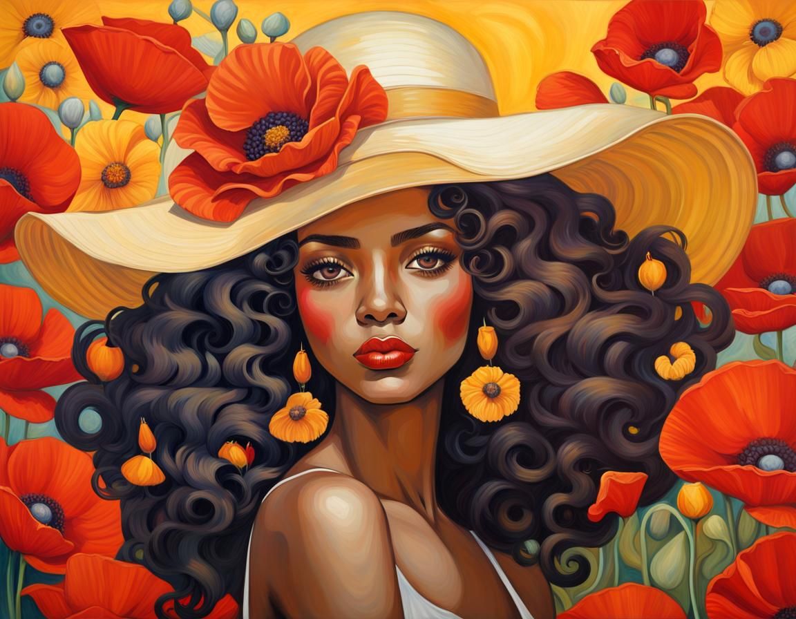 Pop Art Portrait in Style of Klimt and Falero