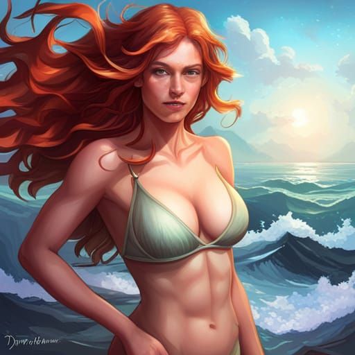 Hyperdetailed Mermaid Portrait in Art Nouveau Style