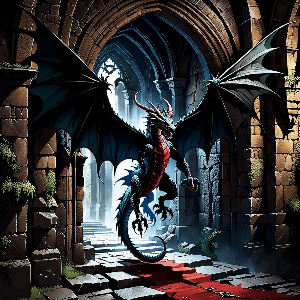 Dragons Attack Gothic Castle: A Dark Fantasy Scene