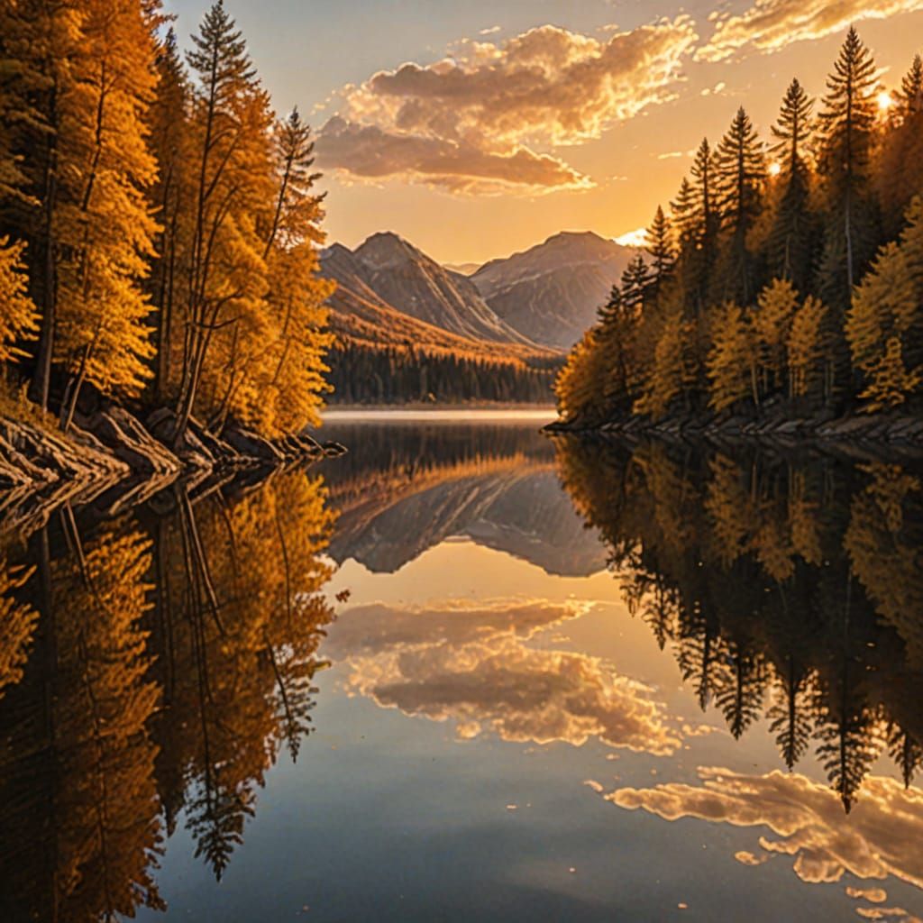 Surreal Autumn Landscape at Golden Hour