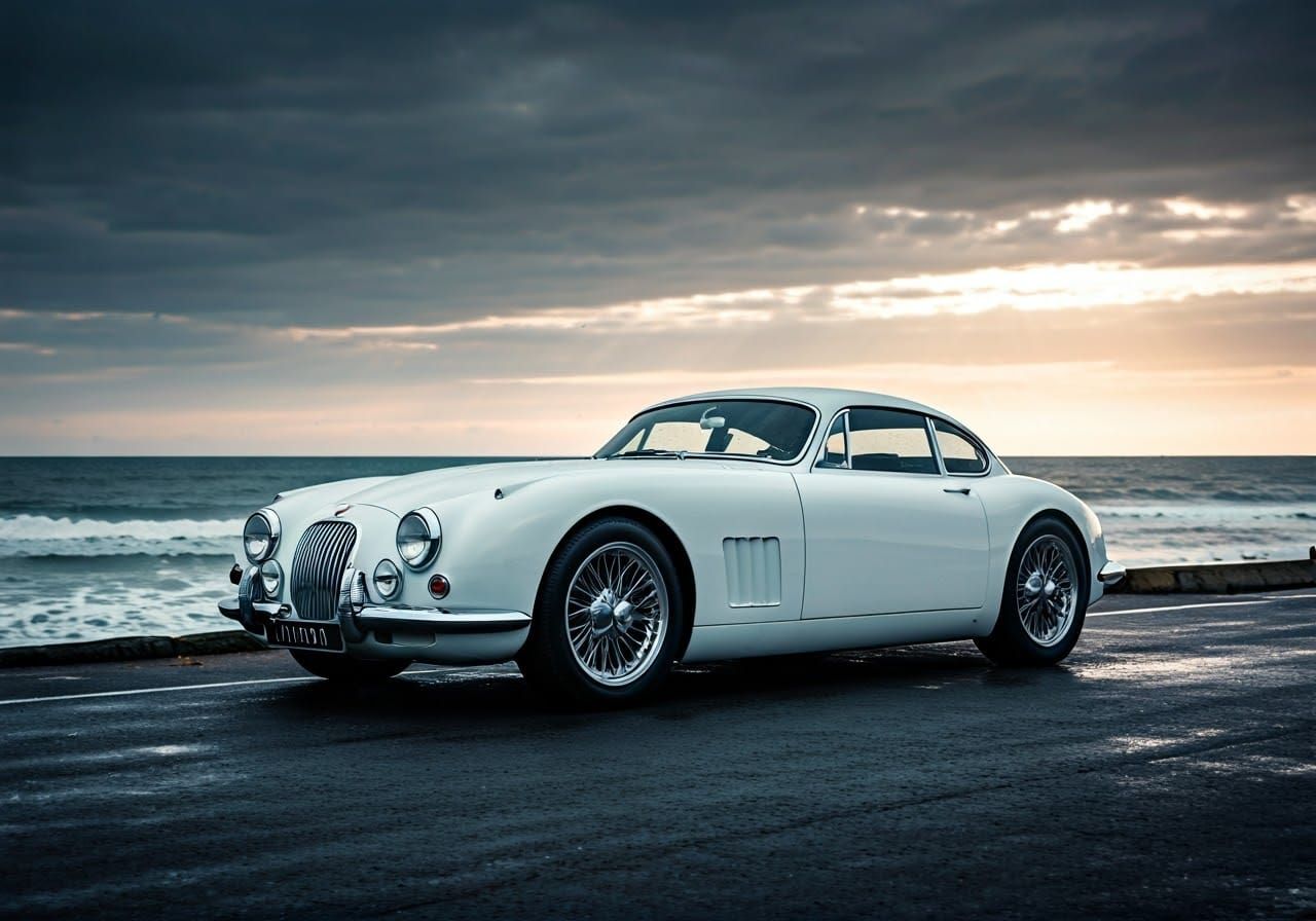 Retrofuture Jaguar MK II Concept in Neon Drenched Brighton