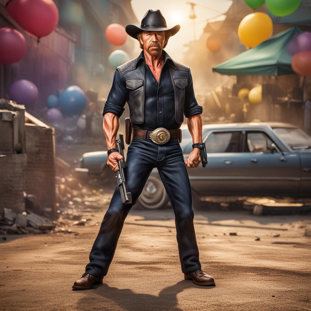 Chuck Norris Kick in Photorealistic Style
