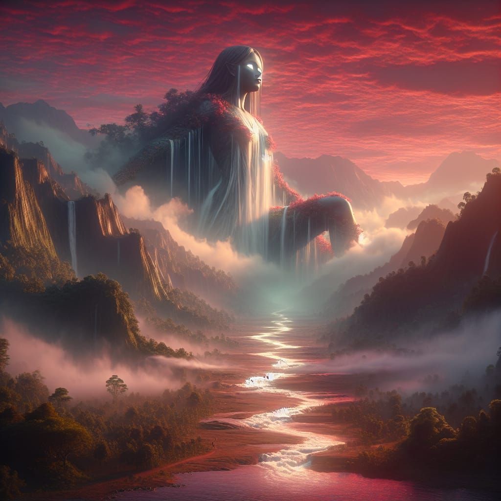 Surreal Dream Goddess Emerges from the Earth in Photorealist...