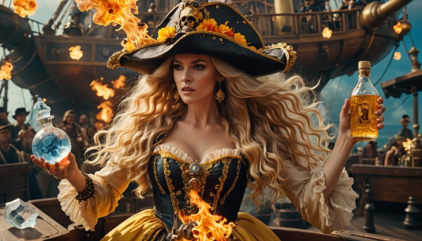 Fiery Pirate Bride with Flaming Ice Cube