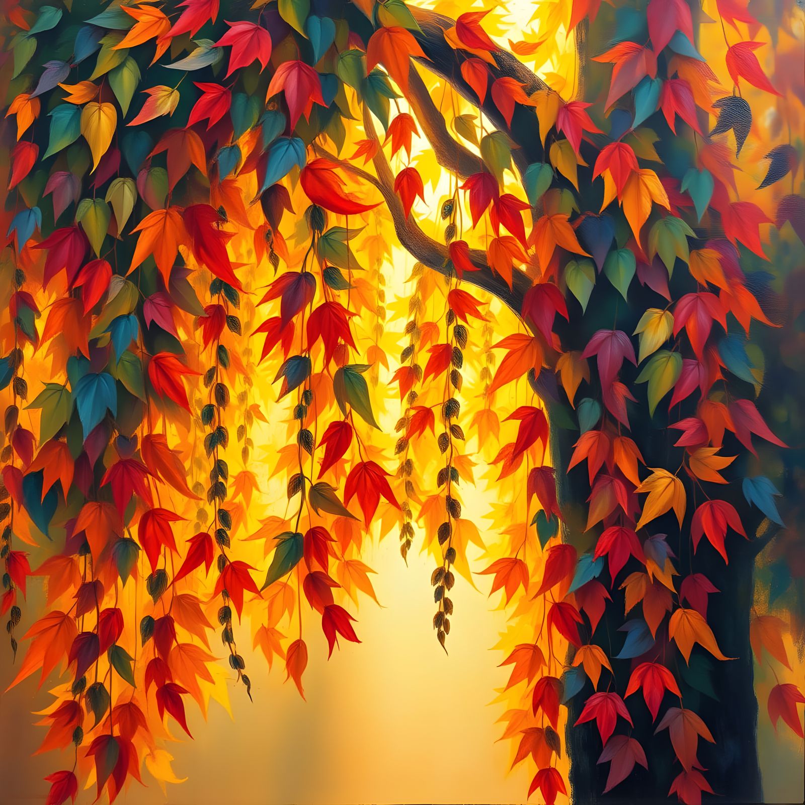 Felt Tree Sheds Leaves in Gouache Style