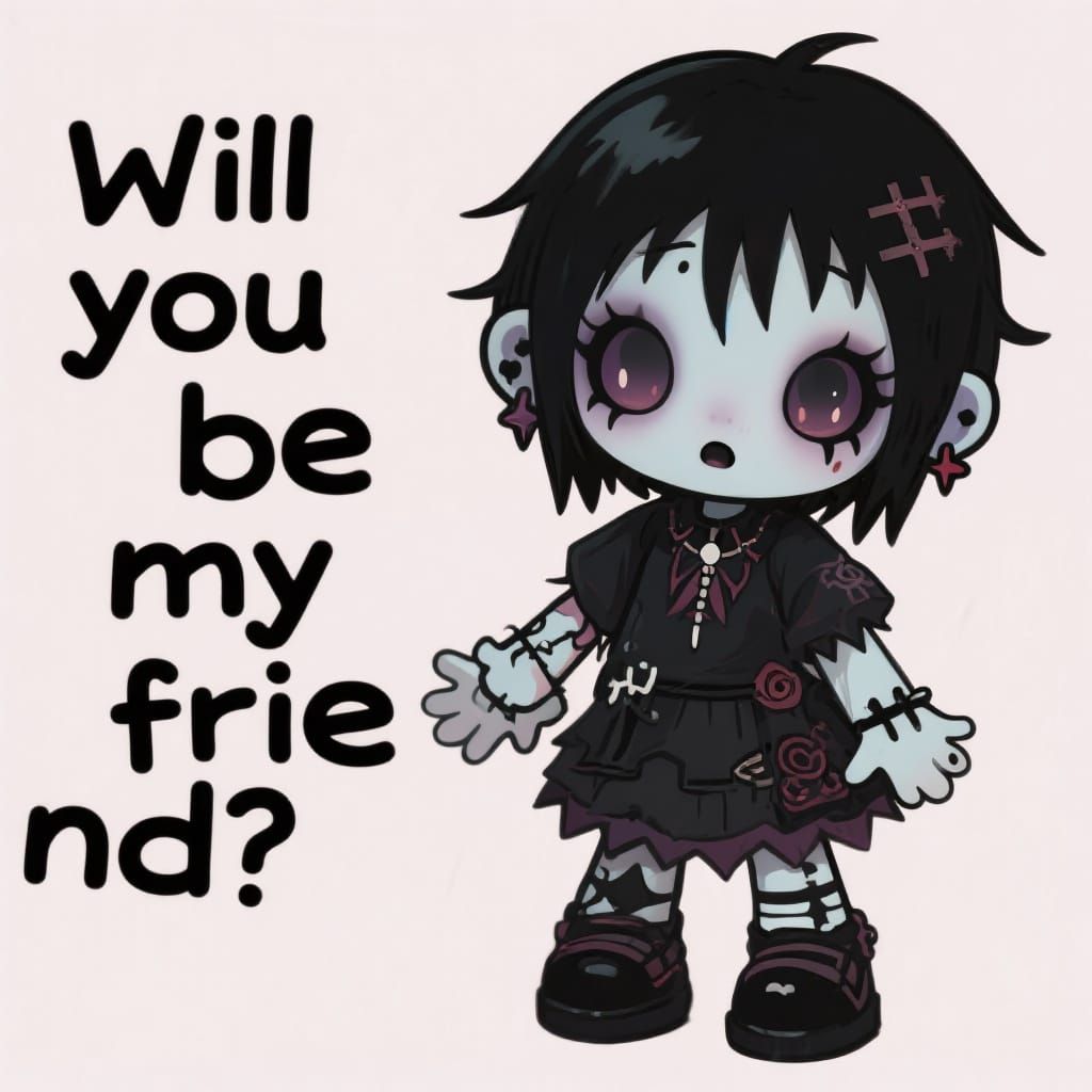 Emo Goth Cartoon Haunted Doll
