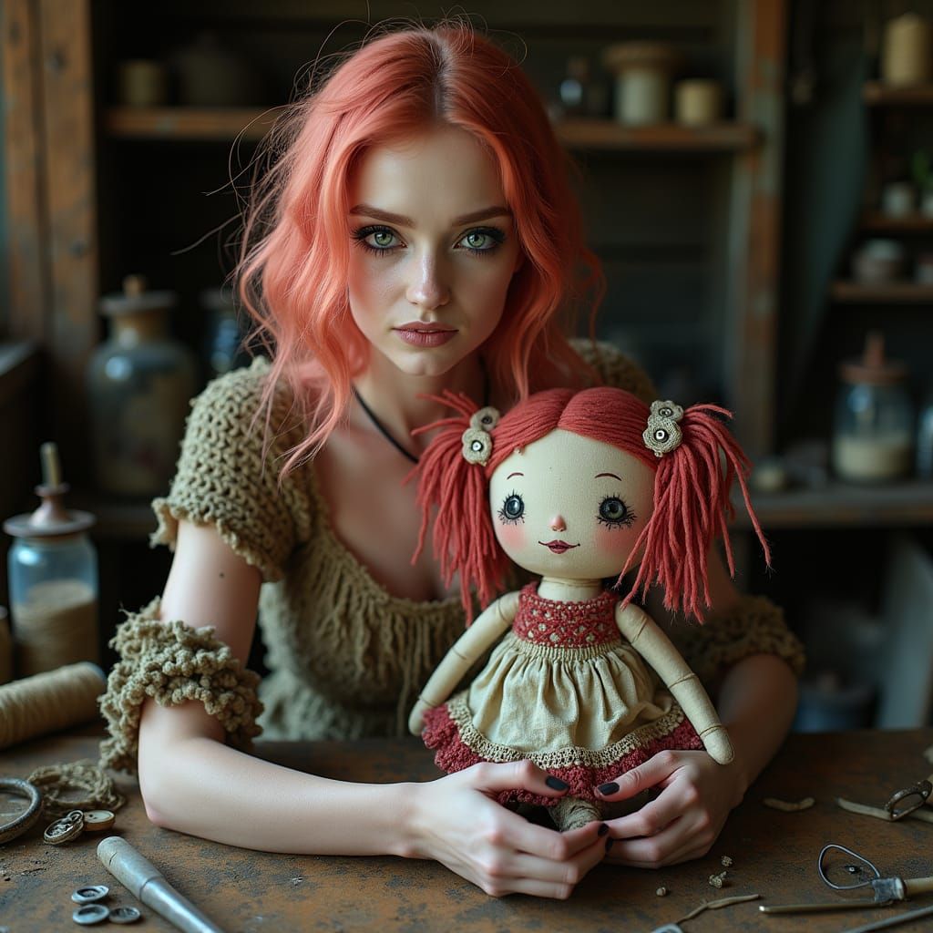 Ethereal Seamstress in a Whimsical World of Handmade Delight...