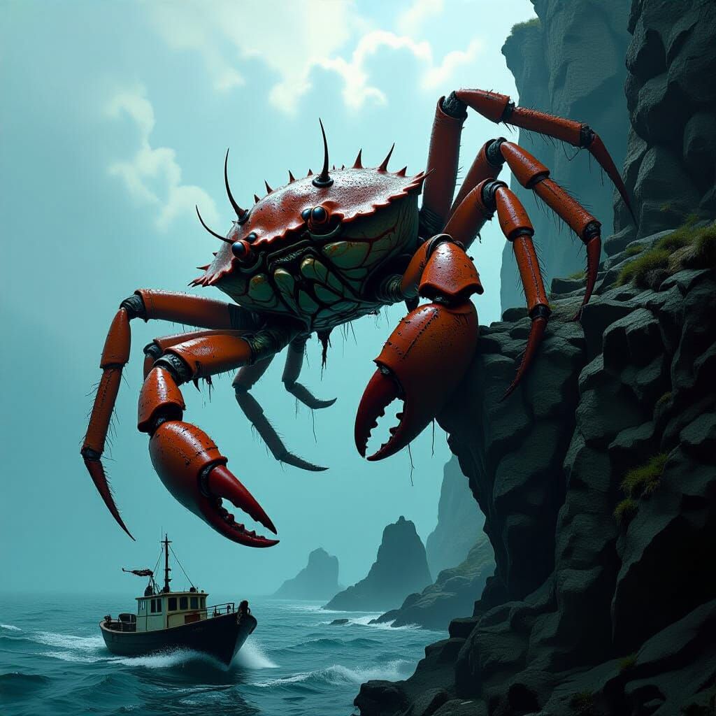 Nightmarish Crab-Gull Hybrid Attacks Boat