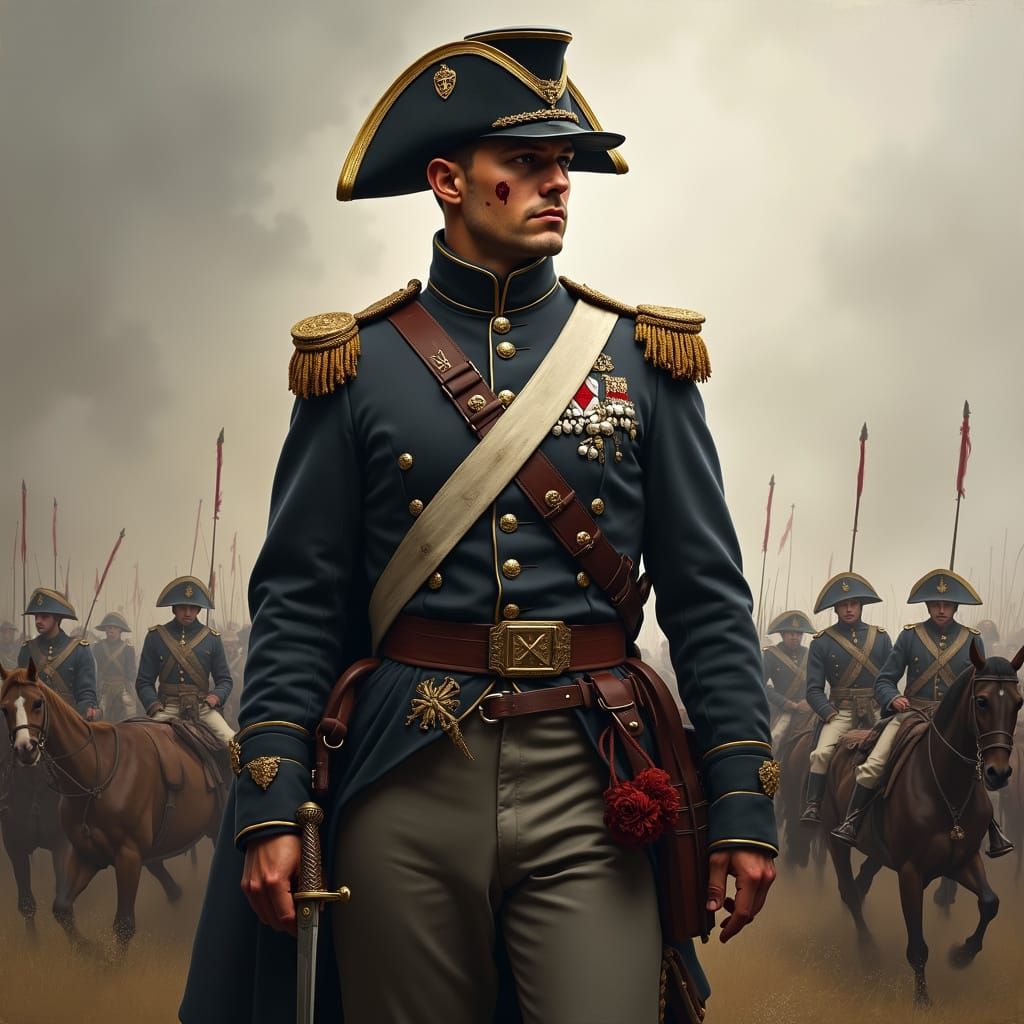 Napoleonic Officer on Battlefield with Sabre