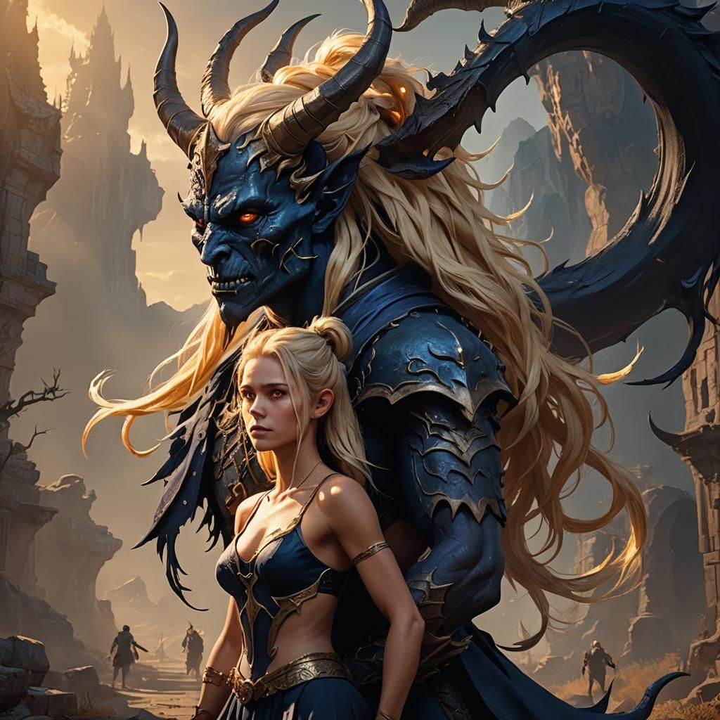 Demon Carries Person in Dark Fantasy Art
