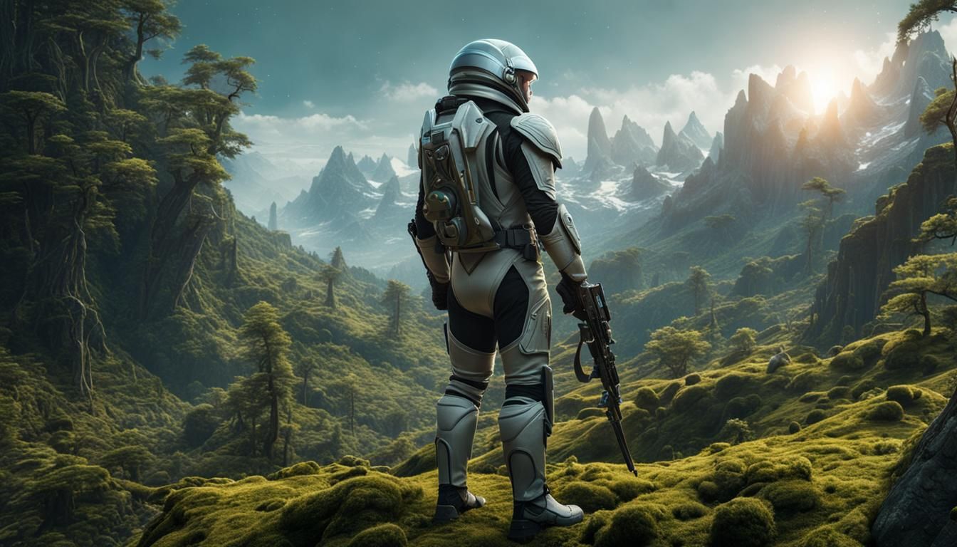 Elven Ranger on Alien Planet: Hyper-Realistic Matte Painting