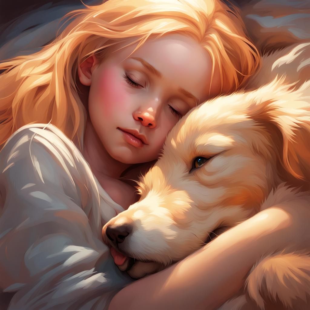 Baby with Dog and Cat Sleeping Portrait