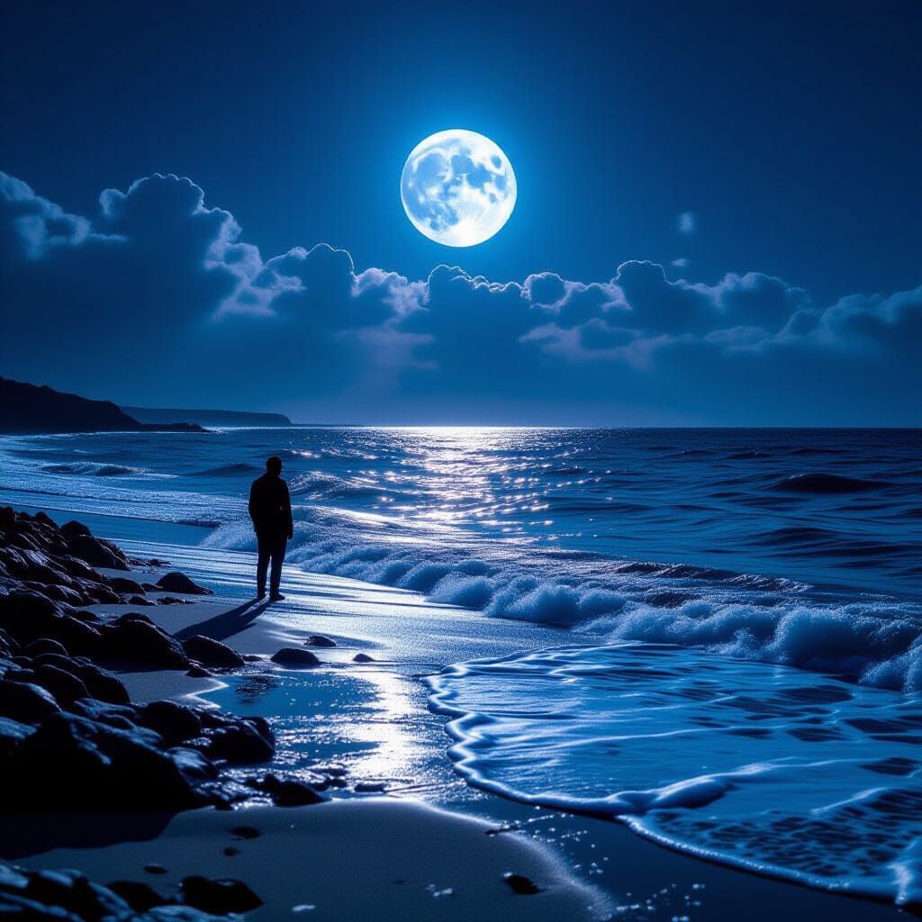 Hyperrealistic Moonlight Over Shattered Sea in HDR