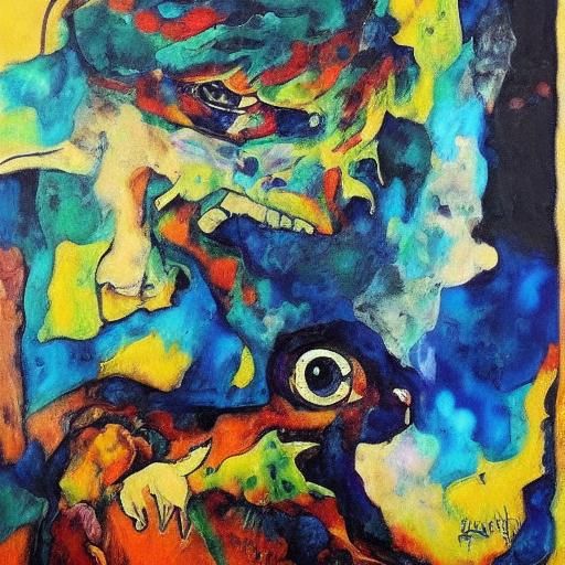 Grotesque Rabbit in Expressionist Ink Splatter Art