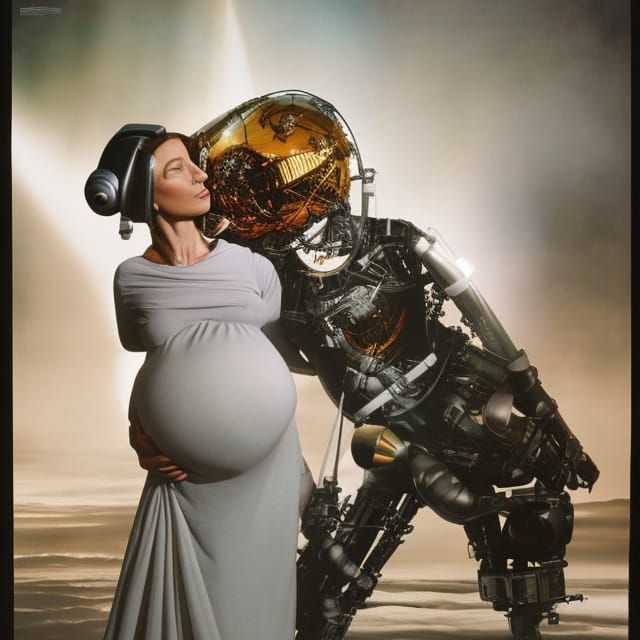 Pregnant Astronaut in Surreal Stopmotion Photograph