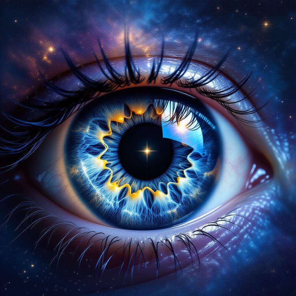 Human Eye Iris Transforms Into Breathtaking Galaxy