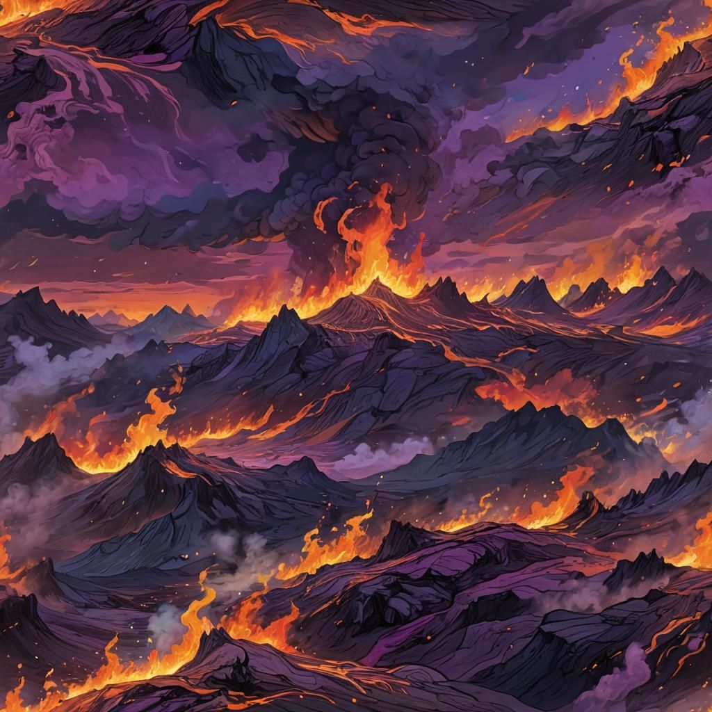 Rainbow Flames Blaze Across Dreamlike Landscape