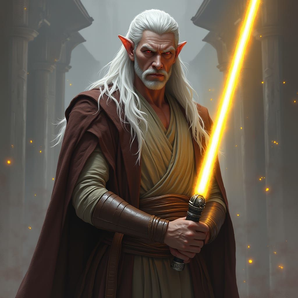 Cynical Jedi Sentinel with Yellow Lightsaber