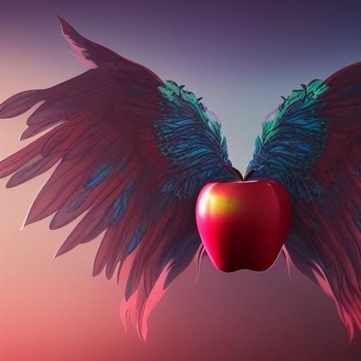 Student and Winged Apple: Fantasy Concept Art