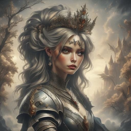 Medieval Princess Rescued by Knight in Steampunk Style