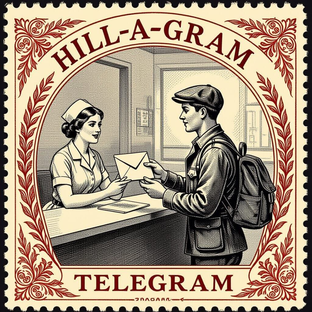 Vintage Telegram Delivery Stamp Art