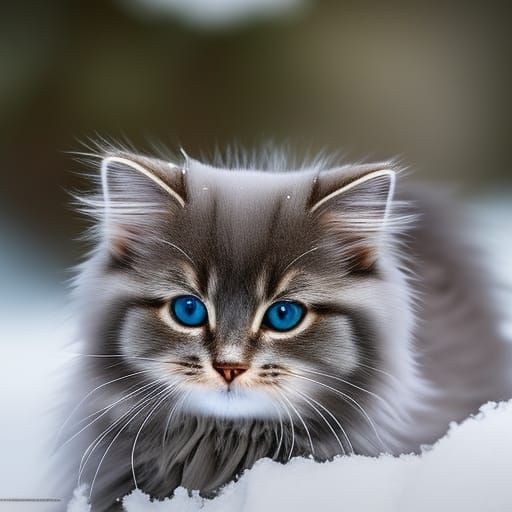 Russian gray Siberian kitten.